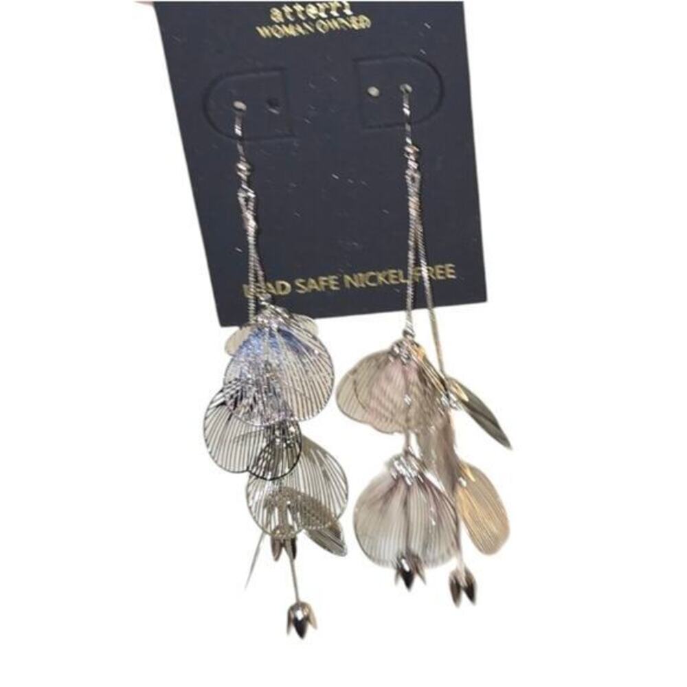 Atterri Silver‎ Floral Statement Dangle Chandelier Earrings New